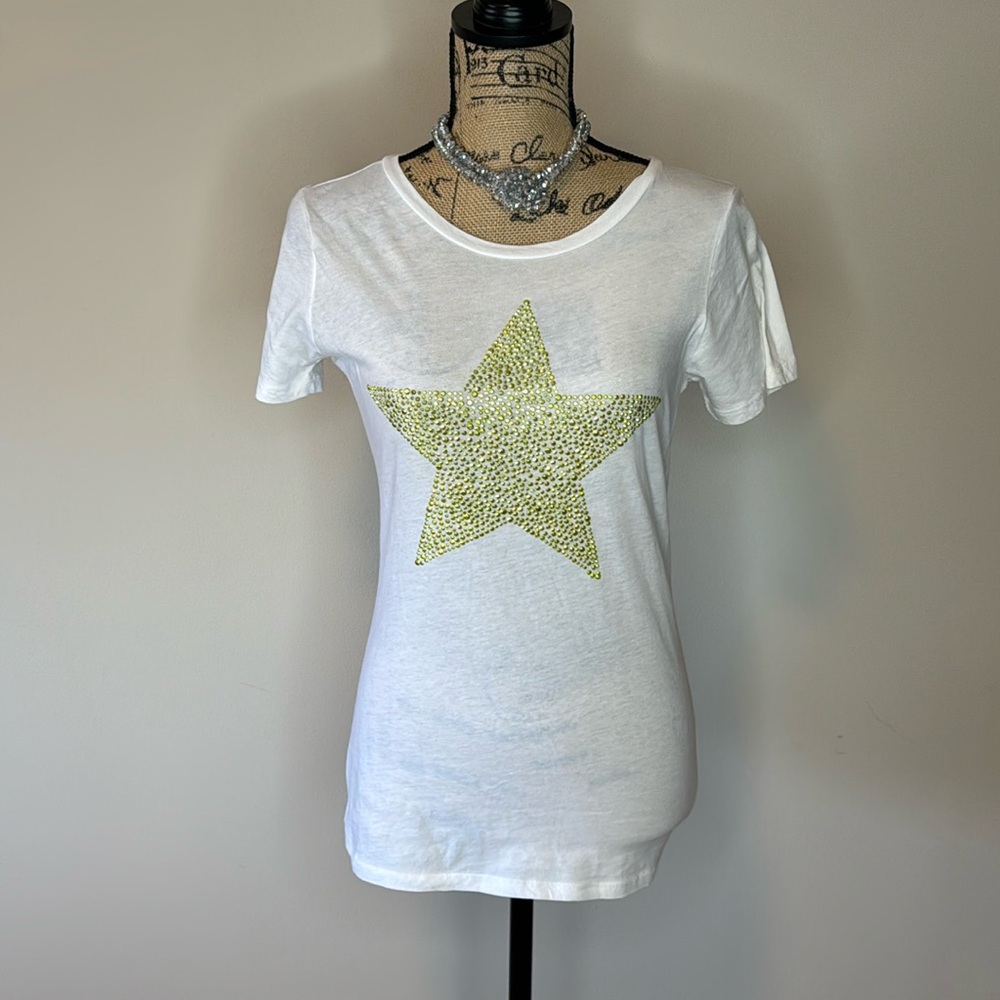 Romeo & Juliet Couture gold sequin star shirt